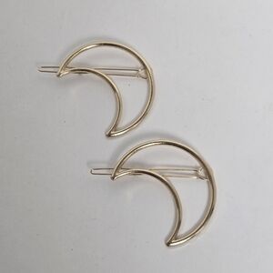 Elegant Goldtone Crescent Moon Hair Clips 2 1/2"X2 1/4"